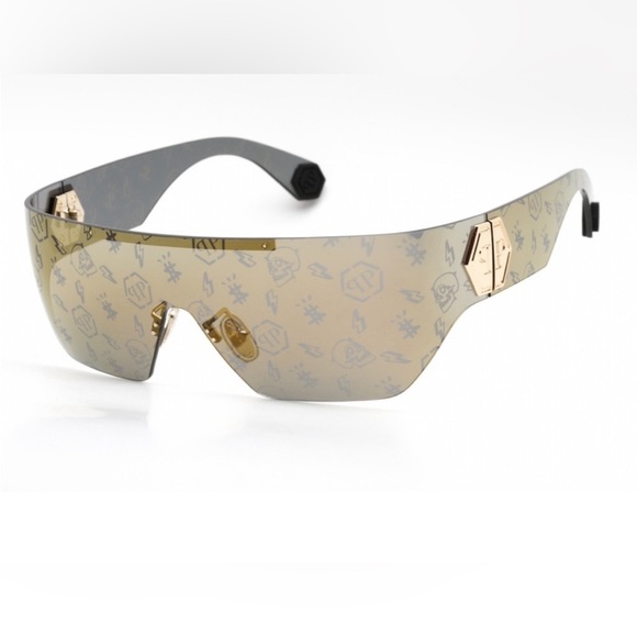 NEW PHILIPP PLEIN Sunglasses PLEIN HERO Logo Gold Monogram Mirror In BOX main image 5
